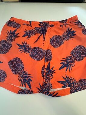 Macy’s Club Room Men’s Orange Swim Trunks with Navy Pineapple Print